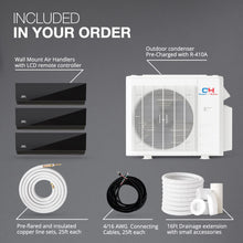 Cooper & Hunter 36,000 BTU Olivia Series, Midnight Edition, Tri Zone Compressor with 12000 + 12000 + 12000 BTU Wall Mount Air Handlers Ductless Mini Split A/C and Heater Including Installation Kits