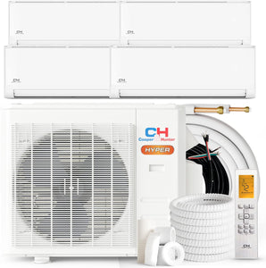 Cooper & Hunter 36,000 BTU Four Zone Hyper Heat Ductless Mini Split Air Conditioner and Heater Full Set with 25ft Installation Kits