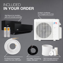 Cooper & Hunter 18,000 BTU Olivia Series, Midnight Edition, Dual Zone Compressor with 9000 + 9000 BTU Wall Mount Air Handlers Ductless Mini Split A/C and Heater Including Installation Kits
