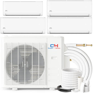 Cooper & Hunter OLIVIA Series Four 4 Zone 6000 12000 12000 12000 BTU 23 SEER Multi Zone Ductless Mini Split Air Conditioner and Heater Full Set with 25ft Installation Kits