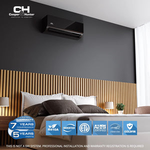 Cooper & Hunter 36,000 BTU Olivia Series, Midnight Edition, Four Zone 9000 + 9000 + 9000 + 18000 BTU Wall Mount Air Handlers Ductless Mini Split A/C and Heater Including Installation Kits