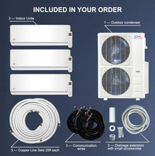 Cooper & Hunter 48,000 BTU Tri 3 Zone 18,000 + 18,000 + 18,000 BTU Ductless Mini Split Air Conditioner Heat Pump Full Set