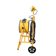 XPOWER FA-300K6 1/4 HP 2100 CFM 4 Speed 14" Warehouse, Dock, Trailer Cooling Fan with Built-in 3-Hour Timer, 300T-Yellow Mobile Trolley, and L-30 LED Spotlight - Yellow