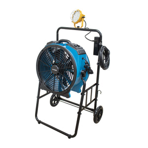 XPOWER FA-420K6 1/3 HP 3600 CFM 5 Speed 18" Warehouse, Dock, Trailer Cooling Fan with Built-in 3-Hour Timer, 420T-Black Mobile Trolley, and L-30 LED Spotlight - Blue