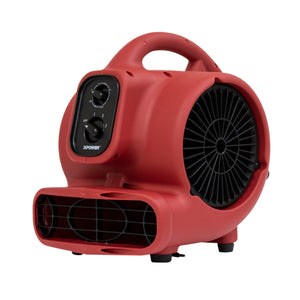 XPOWER P-230AT 1/4 HP 925 CFM Multi-Purpose Mini Mighty Air Mover, Utility Fan, Dryer, Blower with Built-in Power Outlets and Timer - Red