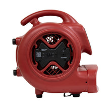 XPOWER X-600A 1/3 HP 2400 CFM 3 Speed Air Mover, Carpet Dryer, Floor Fan, Blower with Built-in GFCI Power Outlets - Red