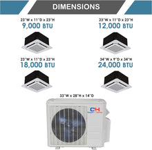 Dual 2 Zone Ductless Mini Split Ceiling Cassette Air Conditioner Heat Pump 9000 9000
