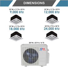 COOPER AND HUNTER Tri 3 Zone Ductless Mini Split Air Conditioner Ceiling Cassette Heat Pump 9000 9000 12000