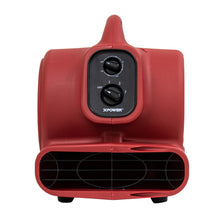 XPOWER P-230AT 1/4 HP 925 CFM Multi-Purpose Mini Mighty Air Mover, Utility Fan, Dryer, Blower with Built-in Power Outlets and Timer - Red