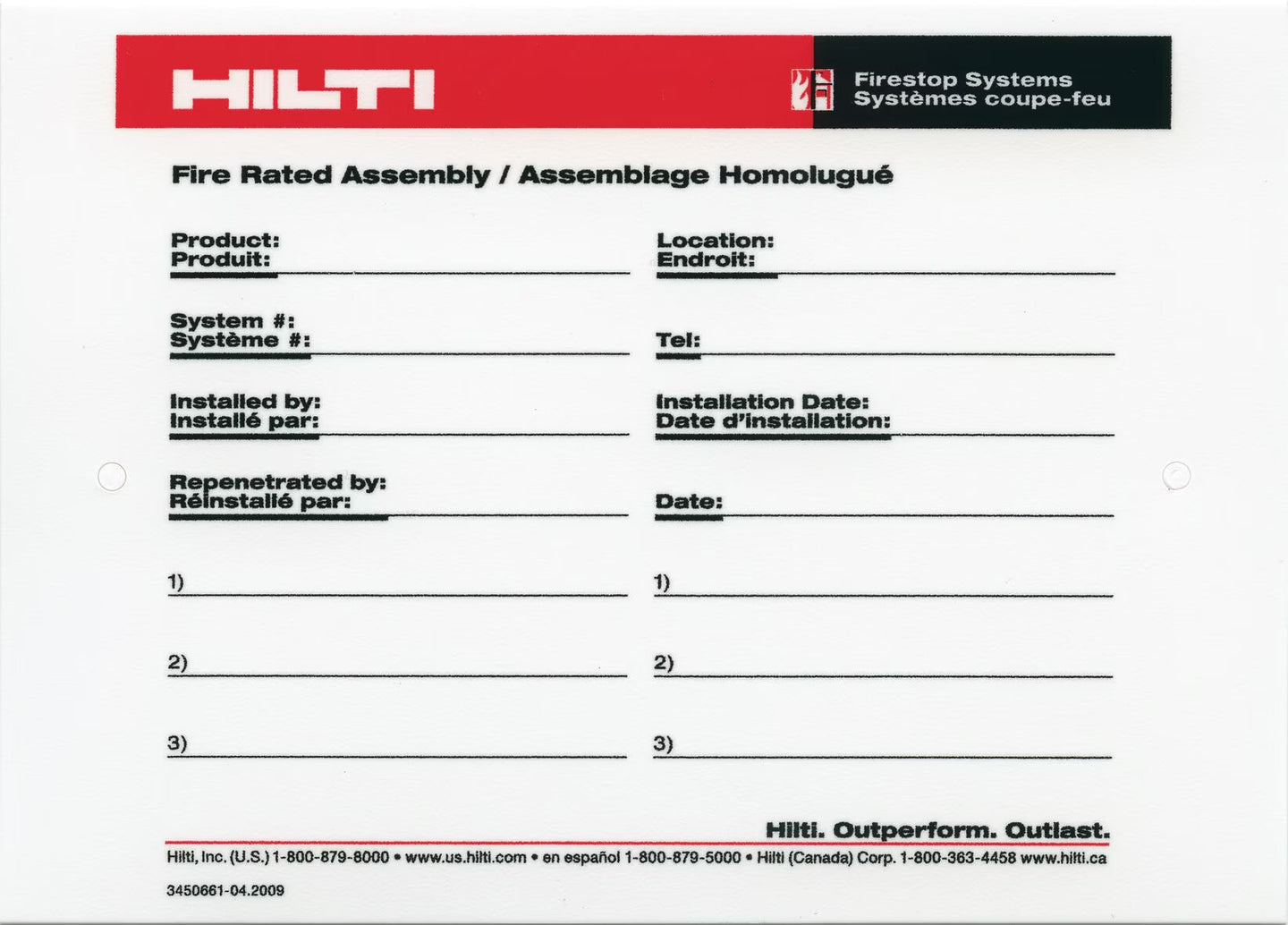 Firestop System Plastic Label