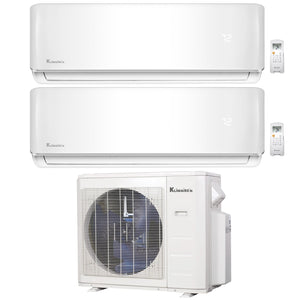 2-Zone Klimaire 21 SEER2 Multi Split Wall Mount Air Conditioner Heat Pump System 12+12