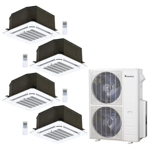 4-Zone Klimaire 23.9 SEER2 Multi Split Ceiling Cassette Air Conditioner Heat Pump System 12+12+12+18