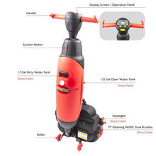 SANITMAX SM430 17" Walk-behind Floor Scrubber Machine, 360 Degree Rotating Head, 10000 sqft/h, Cordless Rechargeable Lithium Battery