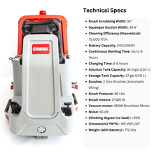 SANITMAX SM860 Ride-On Commercial Floor Scrubber Dryer Machine, 34" Dual Brushes, 37-Gal Sewage Tank, 80,000 Sq ft/H Cleaning Efficiency