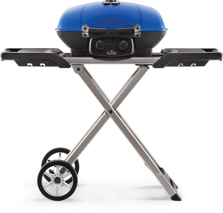 Napoleon TravelQ 285X Portable Propane Gas Grill and Scissor Cart, Blue