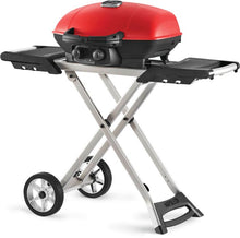 Napoleon TravelQ 285X Portable Propane Gas Grill and Scissor Cart with Griddle, Red