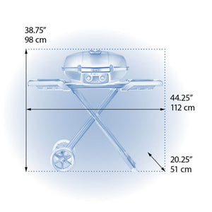 Napoleon TravelQ 285X Portable Propane Gas Grill and Scissor Cart with Griddle, Red