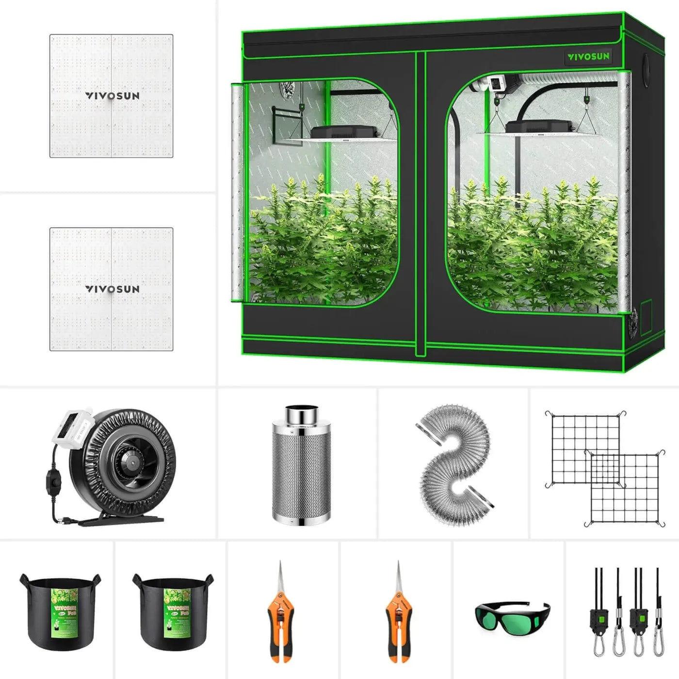 VIVOSUN GIY 8 x 4 ft. Complete Grow Kit with 2x VS4000 LED Grow Light, 96