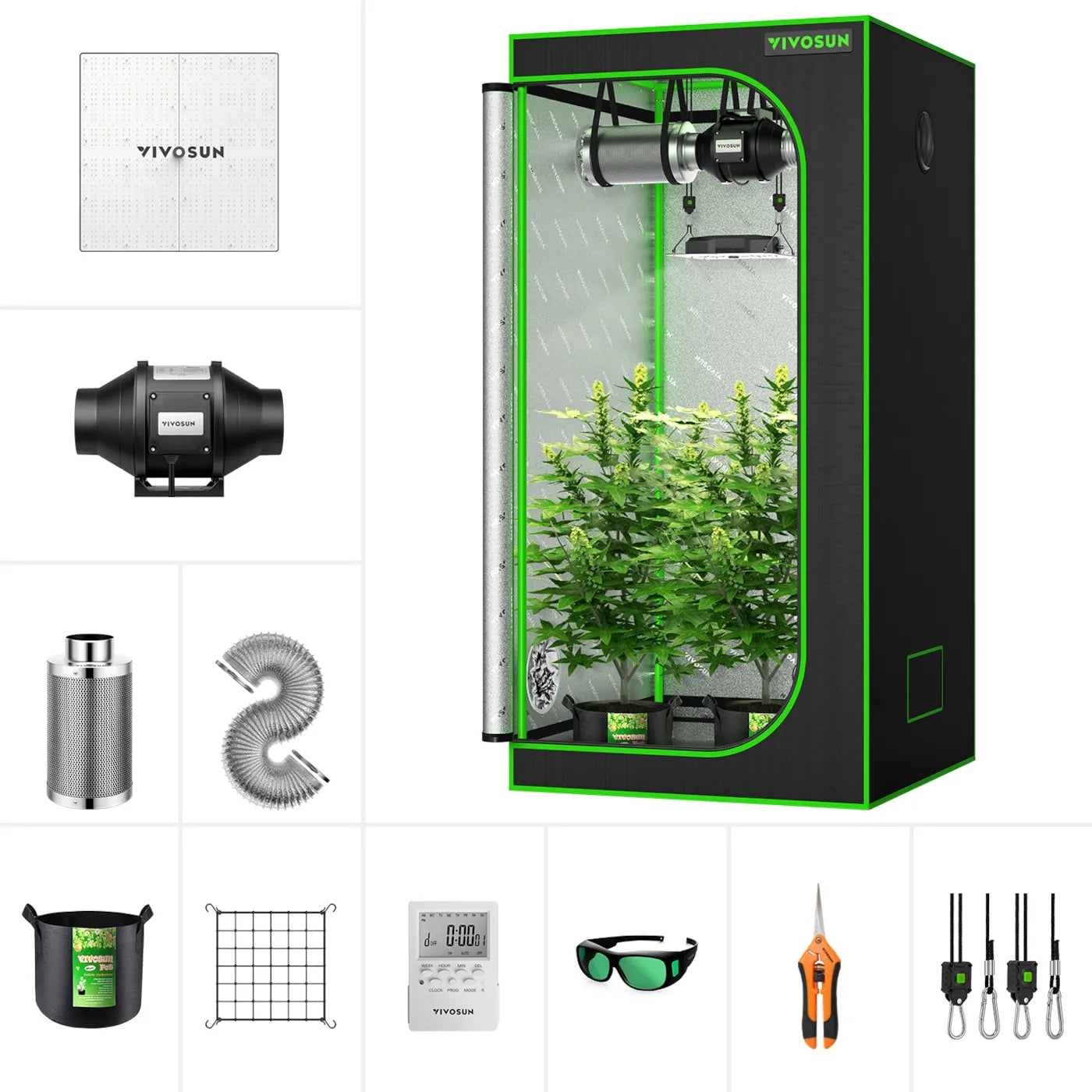 VIVOSUN GIY 2.7 x 2.7 ft. Complete Grow Kit with VS1000 LED Grow Light, 32