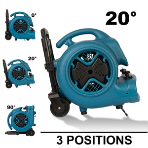 XPOWER P-630HC 1/2 HP 2980 CFM Air Mover, Dryer, Fan, Blower with Telescopic Handle, Wheels, Carpet Clamp