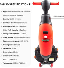 SANITMAX SM430 17" Walk-behind Floor Scrubber Machine, 360 Degree Rotating Head, 10000 sqft/h, Cordless Rechargeable Lithium Battery