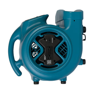 XPOWER X-600A 1/3 HP 2400 CFM 3 Speed Air Mover, Carpet Dryer, Floor Fan, Blower with Built-in GFCI Power Outlets - Blue