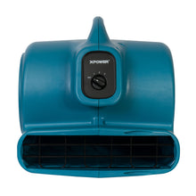 XPOWER X-600A 1/3 HP 2400 CFM 3 Speed Air Mover, Carpet Dryer, Floor Fan, Blower with Built-in GFCI Power Outlets - Blue