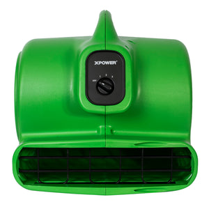 XPOWER X-600A 1/3 HP 2400 CFM 3 Speed Air Mover, Carpet Dryer, Floor Fan, Blower with Built-in GFCI Power Outlets - Green