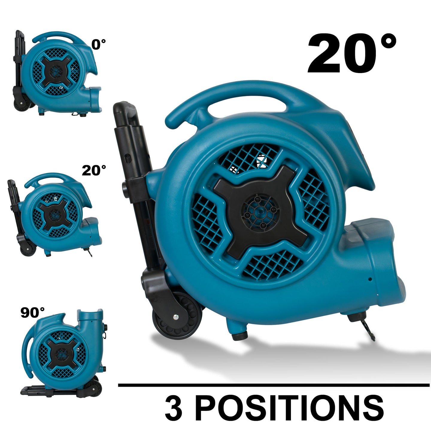 XPOWER X-830H 1 HP Air Mover, Carpet Dryer, Floor Fan, Blower with Telescopic Handle and Wheels