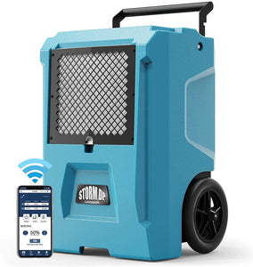 ALORAIR STORM DP SMART WIFI SINGLE VOLTAGE, COMMERCIAL DEHUMIDIFIER, 50 AHAM/110 SATURATION PPD DEHUMIDIFIER WITH PUMP, WATER DAMAGE EQUIPMENT FOR CRAWL SPACES, BASEMENTS, GARAGES, AND JOB SITES