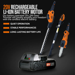 SuperHandy 2-in-1 Electric Pole Saw & Hedge Trimmer 20V