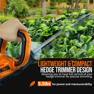SuperHandy Hedge Trimmer 17-Inch Cordless Electric 20V 2Ah Lightweight Lawn and Garden Landscaping