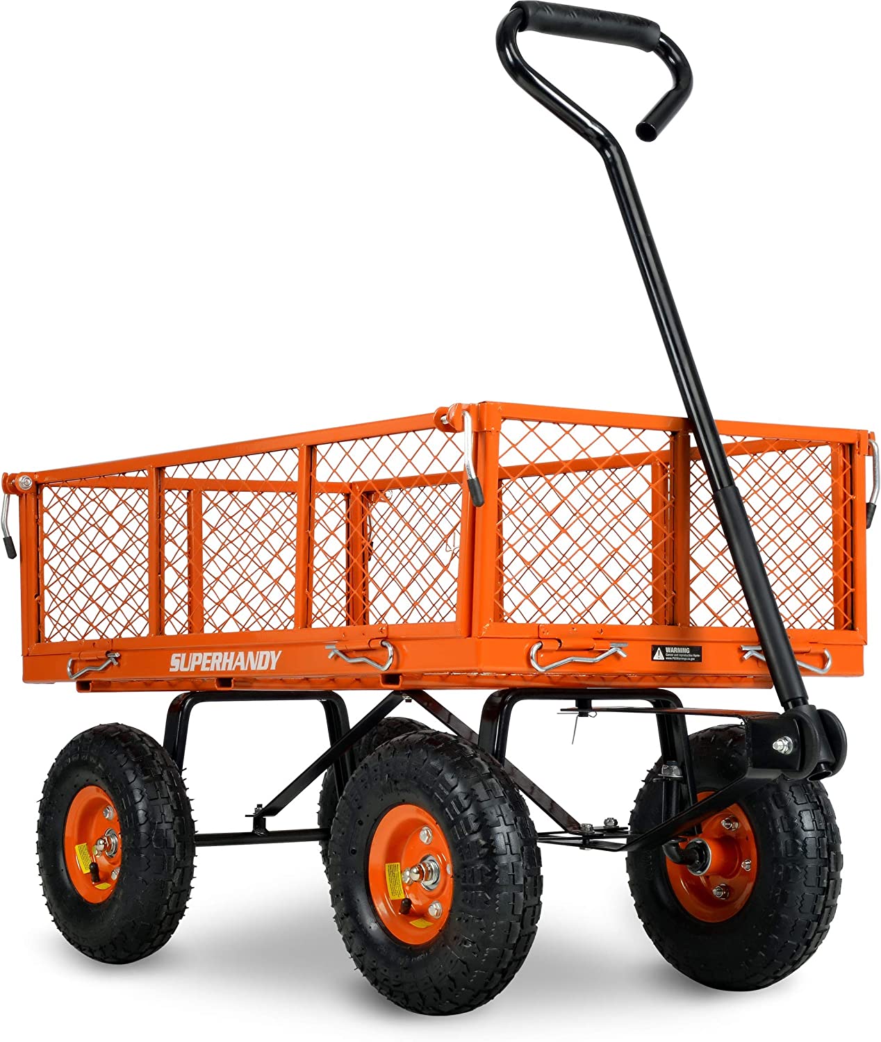 SuperHandy Utility Wagon / Yard Cart, w/ All Terrain Tires, Folding Side Panels, 400 lbs Capacity, for Outdoor, Garden, Beach, Construction, Wood Hauling