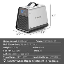 BASEAIRE 888 PRO 7,000 MG/H OZONE GENERATOR, DIGITAL O3 MACHINE HOME OZONE MACHINE DEODORIZER FOR ROOMS, SMOKE, CARS AND PETS, COMPACT, CARRY HANDLE, BEST FOR ODOR STOP CONTROL