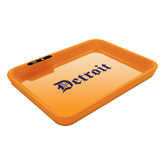 Dope Trays x Detroit Orange - background Blue logo
