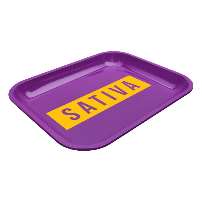 Large Dope Trays x Sativa -  purple background yellow logo