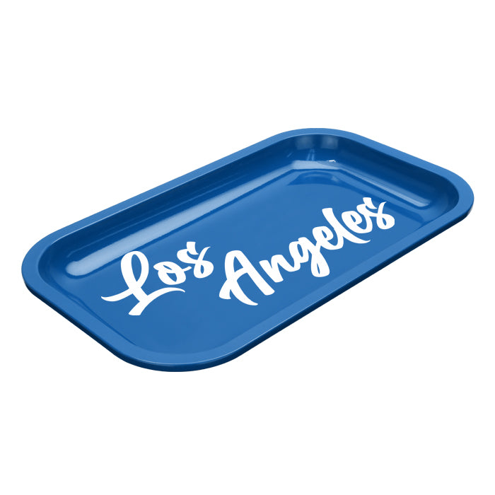 Med Dope Trays x Los Angeles – Blue background white logo
