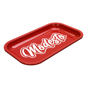 Med Dope Trays x Modesto – Red Background White logo
