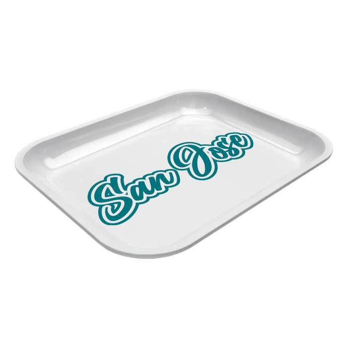 Large Dope Trays x San Jose – White Background Teal logo