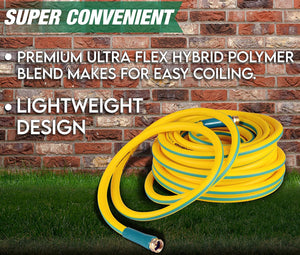 SuperHandy Garden Water Hose 5/8" Inch x 75' Foot Heavy Duty Premium Commercial Ultra Flex Hybrid Polymer Max Pressure 150 PSI/10 BAR with 3/4" GHT Fittings