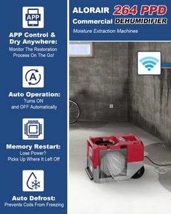 ALORAIR STORM LGR 1250X SMART WI-FI 125 PPD INDUSTRIAL COMMERCIAL DEHUMIDIFIERS WITH PUMP, LGR 1250X LARGE DEHUMIDIFIER WITH WI-FI CONTROLS, FOR BASEMENTS, GARAGES, AND JOB SITES, CETL LISTED, 5 YEARS WARRANTY