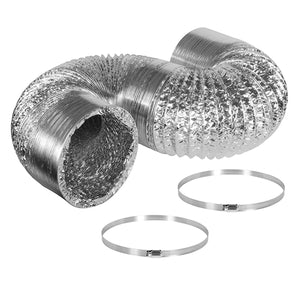 Hydro Crunch Non-Insulated Flexible Aluminum Ducting with Duct Clamps