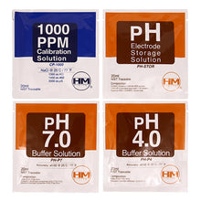 HM Digital 20 pack mix of 1000 ppm TDS, pH 4, pH7, pH storage solutions