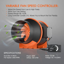 Spider Farmer 6 Inch Inline Duct Fan with Speed Controller