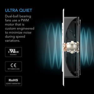 AC Infinity AIRPLATE T8 White, Home Theater and AV Quiet Cabinet Cooling Dual-Fan System, 6 Inch