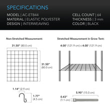 AC Infinity Grow Tent Trellis Netting, Flexible Elastic Cords, 4X4'