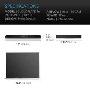 AC Infinity CLOUDPLATE T6, Quiet Rack Cooling Fan System 1U, Front Exhaust