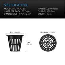 AC Infinity Mesh Net Cups, Slotted Pots with Wide Lips, 2-Inch, 50-Pack