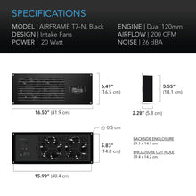 AC Infinity AIRFRAME T7-N Black, AV Equipment Closet and Room Fan System 17", Intake