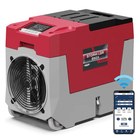 ALORAIR STORM LGR 850X 180 PINT COMMERCIAL DEHUMIDIFIER, BUILT-IN PUMP, APP CONTROLS, INCLUDES DRAIN HOSE AND MERV-10 FILTER - IDEAL FOR LARGE BASEMENTS, GARAGE OR INDUSTRIAL SPACES AND JOB SITES